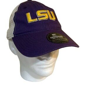 NCAA Distressed LSU  Tigers Trucker Purple SnapBack Hat Cap Colosseum New